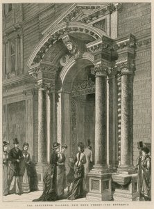 Inngangen til Grosvenor Gallery, New Bond Street, London av English School