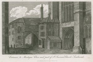 Inngang til Montague Close og en del av St Savios Church, Southwark, Surrey av English School