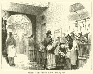 Inngang til gamle Leadenhall Market, The Dog Row (gravering) av English School