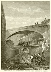 Inngang til Clerkenwell Tunnel fra Farringdon Street av English School