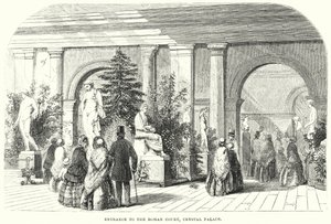Inngang til den romerske domstolen, Crystal Palace (gravering) av English School