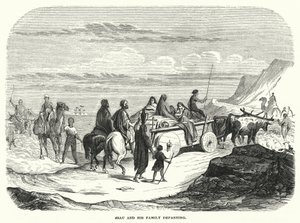 Esau og hans familie drar (gravering) av English School
