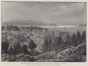 Esquimalt Harbour, Vancouver Island, British Columbia, Vår nye marinestasjon (gravering) av English School