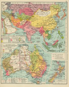 Europa i Asia frem til 1914. Australasia Exploration amp; Settlement (fargelitografi) av English School