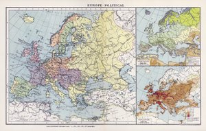 Europa, politisk (fargelitografi) av English School