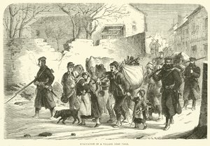 Evakuering av en landsby nær Paris, desember 1870 av English School