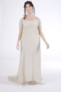 Aftenkjole, 1800 (bomullsmuslin og glassperler) av English School