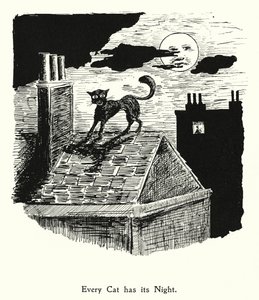 Hver katt har sin natt; hver hund har sin dag (litografi) av English School