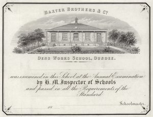 Eksamensbevis fra Dens Works School av English School