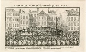 Henrettelsen av Lord Lovat (gravering) av English School