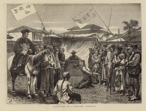 Hinrichtung eines chinesischen Kriminellen (Gravur) von English School
