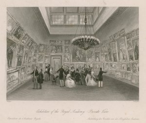 Utstilling av Royal Academy - privat utsikt av English School
