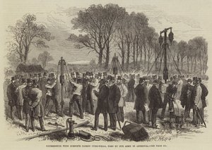 Eksperimenter med Nortons Patent Tube-Wells, brukt av Our Army i Abyssinia (gravering) av English School
