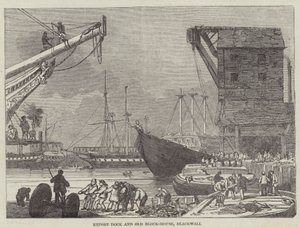 Eksporthavn og gammelt blokkhus, Blackwall (gravering) av English School