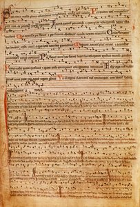 F.154v middelaldermusikalsk notasjon (lito) av English School