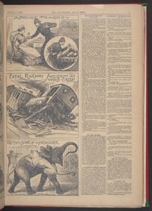«DØDELIG JERNBANULYKKE VED WOOD-GREEN.» Illustrated Police News, 9. mars 1895 (avispapir) av English School