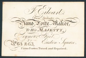F Eiloart, pianofortemaker, handelskort av English School