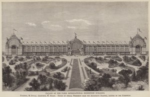 Fasade til Paris International Exhibition Building (gravering) av English School