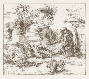 Faksimile av en studie av Leonardo da Vinci (gravering) av English School