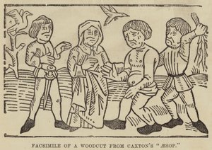 Faksimile av et tresnitt fra Caxtons "Aesop" (gravering) av English School