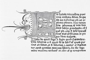 Faksimile av en side fra Catholicon, trykt av Johannes Gutenberg, Mainz, 1460 av English School