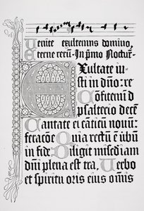 Faksimile av en side fra en psalter, trykt av Johann Fust og Petrus Schoiffer, Mainz, 1459 av English School
