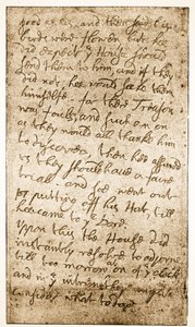 Faksimile av en side med Sir Ralph Verneys notater om Long Parliament fra Memoirs of the Verney Family (sepia-bilde) av English School