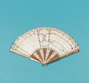 Vifte trykt med "Fanology or the Ladies Conversation Fan" av Charles Francis Badini, utgitt 1797 av English School
