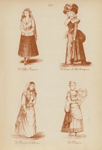 Fancy dress-antrekk: Effie Deane, Dress of the Empire, Maid of Athens, Music (litho) av English School