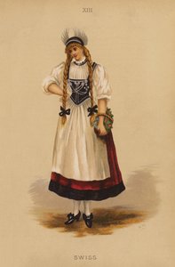 Fancy kjole antrekk: Swiss (farge litho) av English School