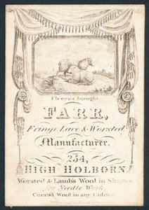 Farr, frynser blonder og kamgarn produsent, handelskort av English School
