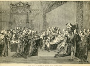 Fatalt beslagleggelse av jarlen av Chatham i House of Lords, 1778 av English School