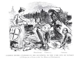 Father Thames introduserer sitt avkom til Fair City of London, et design for en freskomaleri i de nye Houses of Parliament av English School