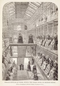 Kvinnelige straffedømte på jobb under den stille timen i Brixton Prison, fra The Criminal Prisons of London og Scenes of Prison Life av Henry Mayhew (1812-87) og John Binny, 1860 av English School