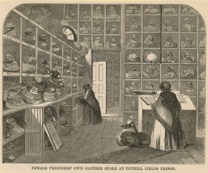 Kvinnelige fanger eier klesbutikk i Tothill Fields Prison av English School