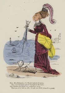 Figur av en kvinne som går langs strandpromenaden med en liten hund av English School