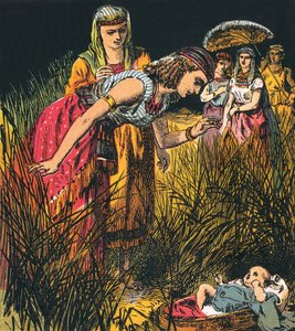 Finne spedbarnet Moses av English School