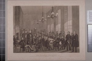 Første chartistmøte, British Coffee House på Cockspur Street, 1839 av English School