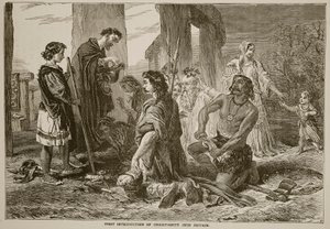 Første introduksjon av kristendommen i Storbritannia av English School