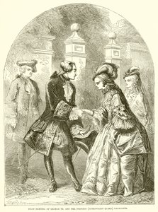 Første møte med George III. og prinsessen (etterpå dronning) Charlotte av English School