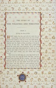 Første side fra The Story of The Volsungs and Niblungs, ca. 1870 av English School