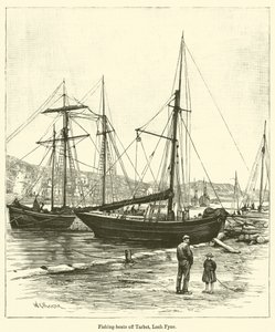 Fiskebåter utenfor Tarbet, Loch Fyne (gravering) av English School