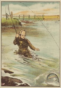 Fiske etter ørret (farget gravering) av English School