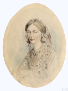 Florence Nightingale, etter et fotografi av Lenthall, 1956 (blyant og vask på papir) av English School