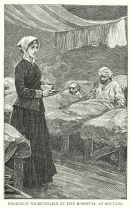 Florence Nightingale på sykehuset i Scutari (gravering) av English School