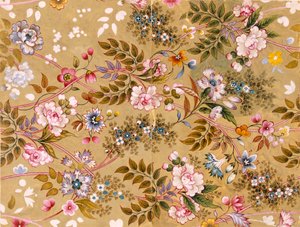 Blomstret tekstildesign, muligens av William Kilburn (1745-1818) av English School