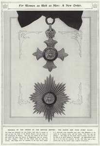 For kvinner så vel som menn, en ny orden, insignier av det britiske imperiets orden, merket og stjernen, førsteklasses av English School