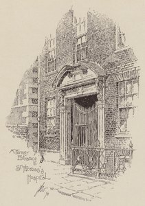 Tidligere inngang til St. Thomas#39;s Hospital (litografi) av English School