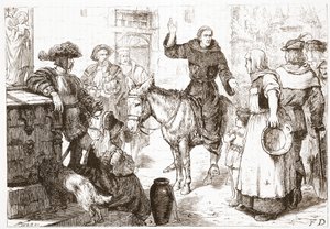 Francis Lambert Preaching, illustrasjon fra The History of Protestantism av James Aitken Wylie (1808-1890), pub. 1878 av English School