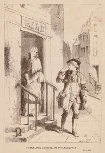 Franklins ankomst til Philadelphia (gravering) av English School